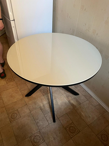 Стеклянный стол DikLine RS90 крем / белый фото покупателя 5