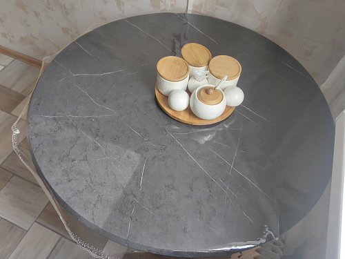 Стол Тулип 90х73 белый мрамор / золото фото покупателя 127