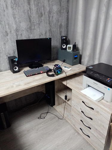 Компьютерный стол КСТ-109П правый дуб сонома / белый фото покупателя 15