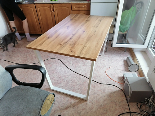 Деревянный стол Лота Лофт 120х75 белый матовый / дуб крафт золотой фото покупателя 51