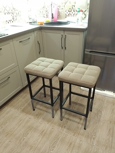 Барный стул Лофт кожзам темно-серый / черный матовый фото покупателя 56