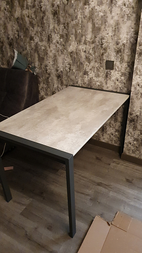 Стол Центавр 120(160)х70х75 файерстоун / черный матовый фото покупателя 89