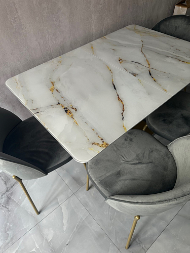 Стол на тумбе Бугун белый / золото фото покупателя 11