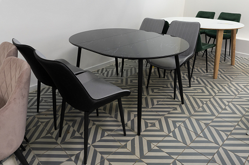 Стеклянный стол Кловис вставка стекло черный мрамор / черный из шоурума 2