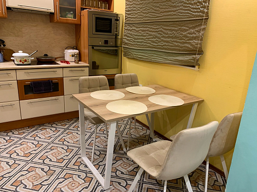 Деревянный стол Барон О 160 х 90 белая пленка шагрень / черный фото покупателя 56