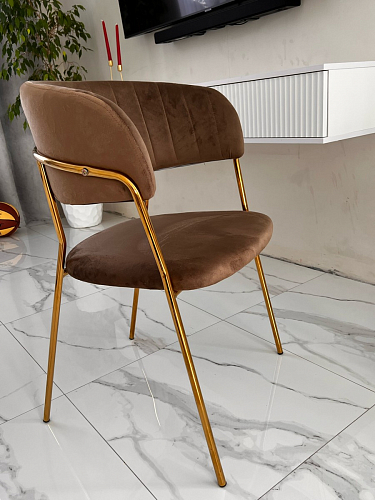 Стул на металлокаркасе Kamelia зеленый / золото фото покупателя 36