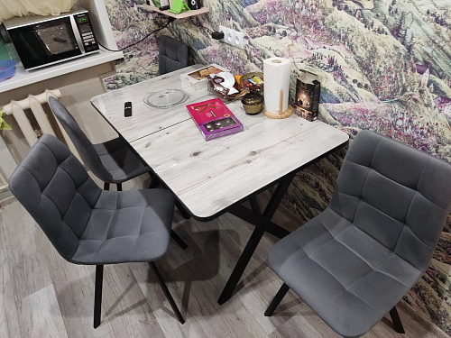 Стул на металлокаркасе Чилли К светло-серый велюр / черный каркас фото покупателя 118