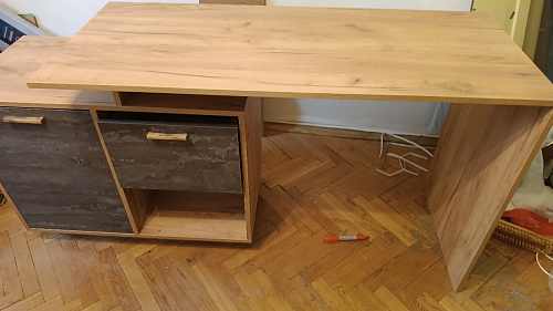 Письменный стол Эго Ст-2 на подиуме бетон светлый / камень темный фото покупателя 7