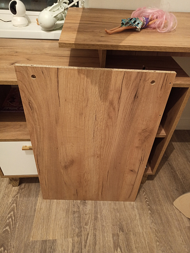 Письменный стол Эго Ст-2 на ножках дуб крафт золотой / белый глянец фото покупателя 8