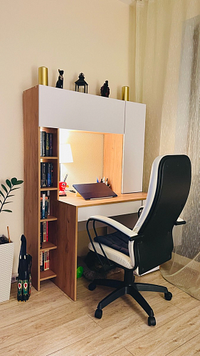 Письменный стол Комфорт 12.71 дуб золотой craft / белая аляска  - Уцененный экземпляр фото покупателя 97