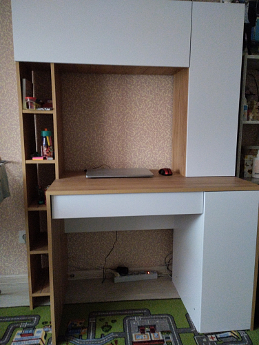 Письменный стол Комфорт 12.71 дуб золотой craft / белая аляска  - Уцененный экземпляр фото покупателя 124