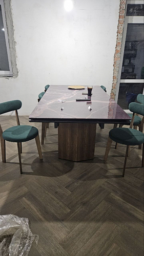 Стеклянный стол Монерон 200(260)х100х77 мейджик / орех кантри фото покупателя 14