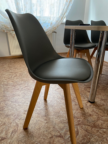 Деревянный стул Bonuss темно-серый / черное сидение / черный фото покупателя 55