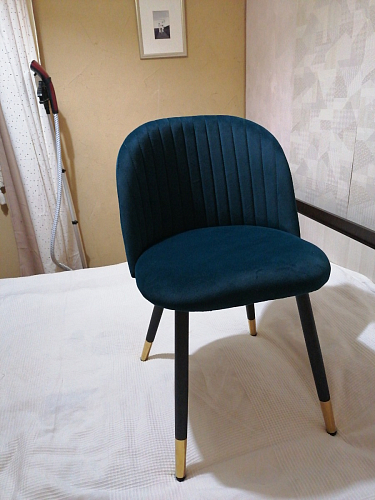 Стул на металлокаркасе Gabi 1 light blue / black / gold фото покупателя 912