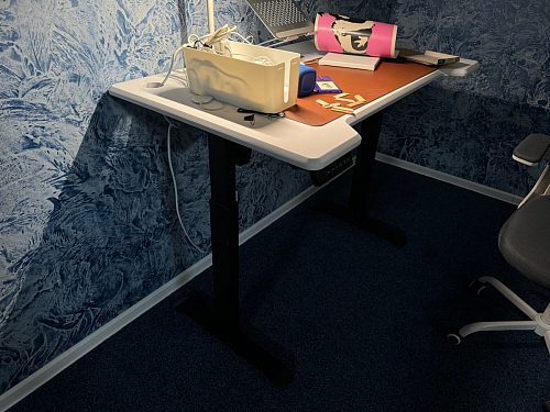 Компьютерный стол Маркос с механизмом подъема 140х80х75 орех кантри / белый фото покупателя 8