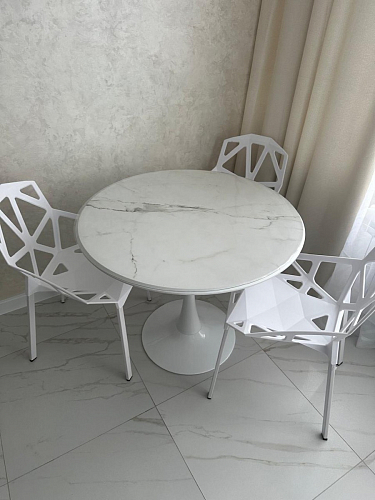 Стол Тулип 90х73 белый мрамор / золото фото покупателя 37