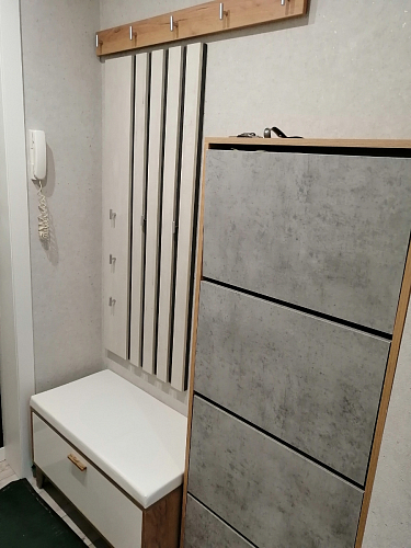 Обувница Эго Об-1 на ножках бетон светлый / белый глянец фото покупателя 4