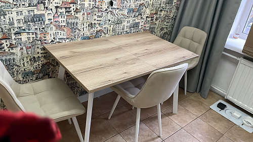 Стол раскладной Колон Лофт 120 25 мм дуб вотан / черный матовый фото покупателя 1