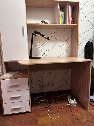 Компьютерный стол КСТ-16 левый дуб сонома / белый фото покупателя 116