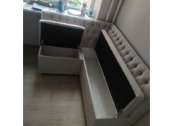 Кухонный диван угловой Мирта правый велюр бежевый фото покупателя 4