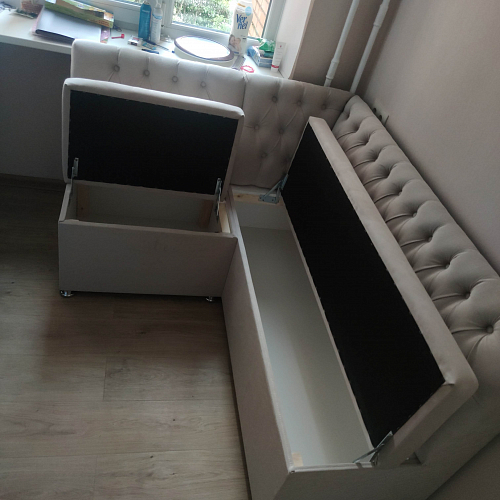 Кухонный диван угловой Мирта левый микровельвет коричневый фото покупателя 4