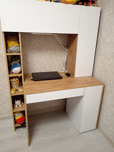 Письменный стол Комфорт 12.71 дуб золотой craft / белая аляска  - Уцененный экземпляр фото покупателя 142