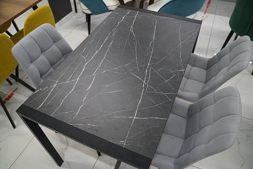 Стол Центавр 120(160)х70х75 файерстоун / черный матовый из шоурума 3