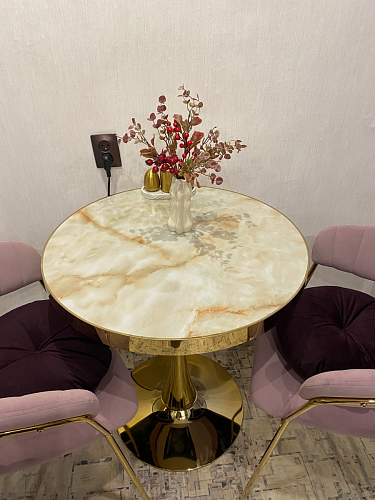 Деревянный стол Dorian 70x75 бежевый / золотой фото покупателя 5