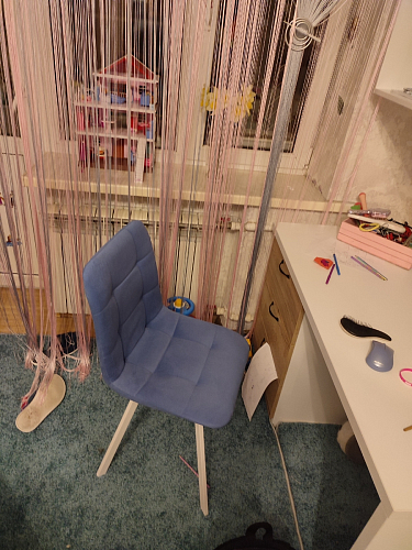 Стул на металлокаркасе Чилли синяя ткань / белый фото покупателя 1251