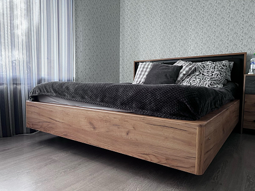 Двуспальная кровать Клауд 160х200 парящая дуб крафт золотой / антрацит фото покупателя 56