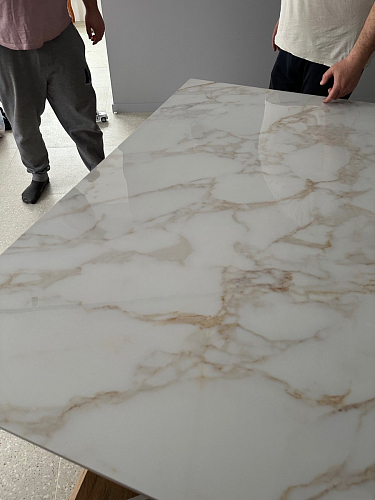 Керамический стол Ливи 140(200)х80х78 серый мрамор / черный фото покупателя 29