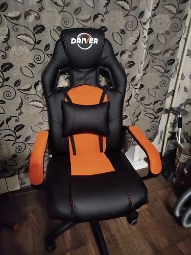 Компьютерное кресло Driver/Драйвер кожзам черный / ткань черный фото покупателя 142