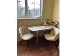 Стул на металлокаркасе Gabi 1 бежевый / черный с серебряными наконечниками фото покупателя 653