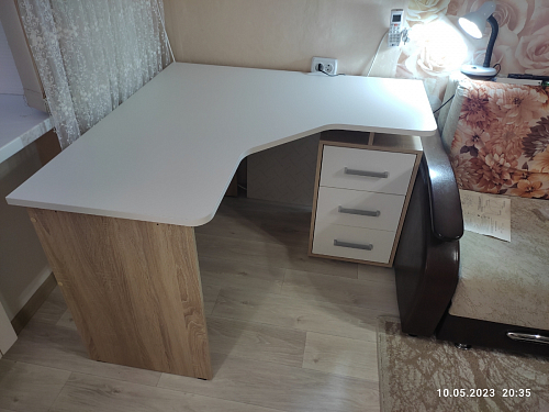 Компьютерный стол Лайт-2 120 см угловой дуб сонома / белый фото покупателя 5