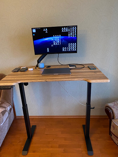 Компьютерный стол Маркос с механизмом подъема 120х75х75 орех кантри / белый фото покупателя 23