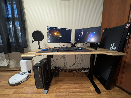 Компьютерный стол Маркос с механизмом подъема 140х80х75 белый / вотан дуб фото покупателя 27