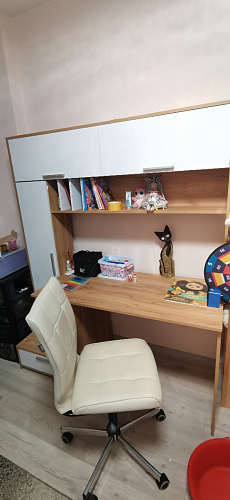 Письменный стол Лайт 03.243 дуб золотой (craft) / белый премиум фото покупателя 73