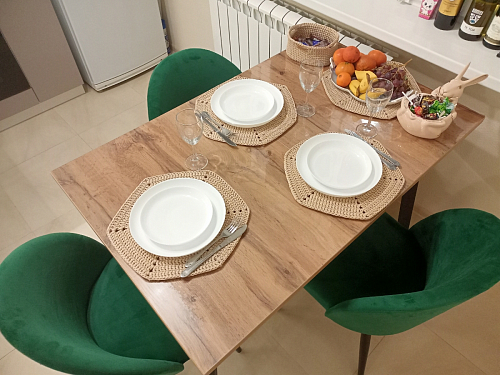 Деревянный стол Колон Лофт 120(160) х 75 черный матовый / бетон фото покупателя 6