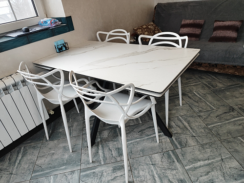 Керамический стол Вилли 140(200)х80 carmen light grey / черный фото покупателя 32