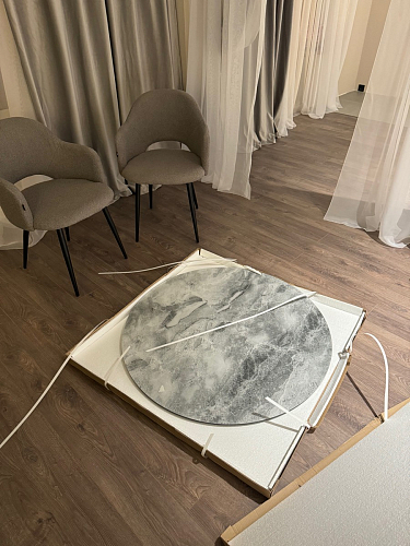 Стеклянный стол Норфолк 100 золото фото покупателя 56