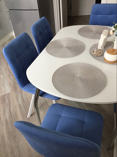 Стул на металлокаркасе Чилли синяя ткань / белый фото покупателя 864