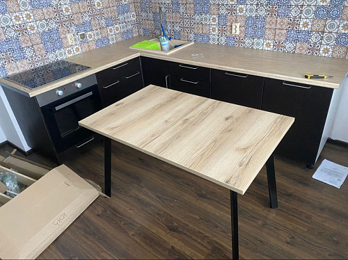 Стол раскладной Колон Лофт 120 32 мм дуб галифакс табако / черный матовый фото покупателя 37