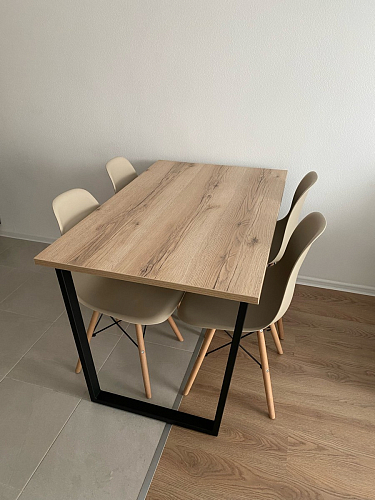 Стеклянный стол Фостер 120(160)х120х76 белый мрамор / черный фото покупателя 89