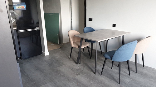 Деревянный стол Колон Лофт 120(160) х 75 черный матовый / бетон фото покупателя 24