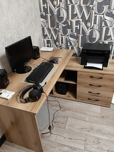 Компьютерный стол КСТ-109П правый дуб сонома / белый фото покупателя 105