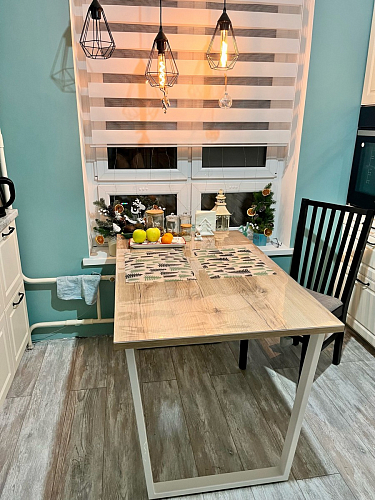 Деревянный стол Барон О 160 х 90 белая пленка шагрень / черный фото покупателя 74