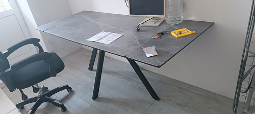 Керамический стол Вилли 140(200)х80 белый мрамор snow white / черный фото покупателя 58