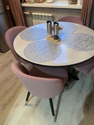 Стул на металлокаркасе Gabi 1 light blue / black / gold фото покупателя 84