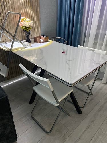 Керамический стол Вилли 140(200)х80 okara light yellow / черный фото покупателя 71