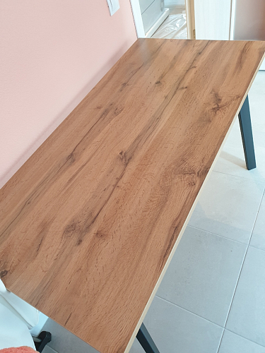 Стол Тринити Лофт 120 32 мм дуб галифакс табако / черный матовый фото покупателя 14